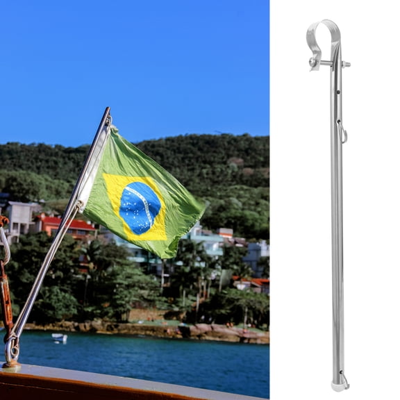 STRANDCHIC Practical Boat Flagpole Plated Silver Stainless Steel Universal and Lightweight