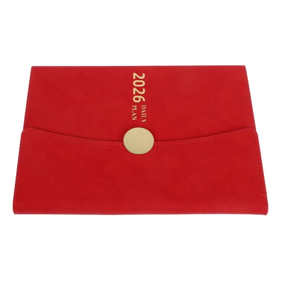 STRANDCHIC Red Daily Planner Notebook with Monthly Index Tabs Portable PU Cover for Office Use