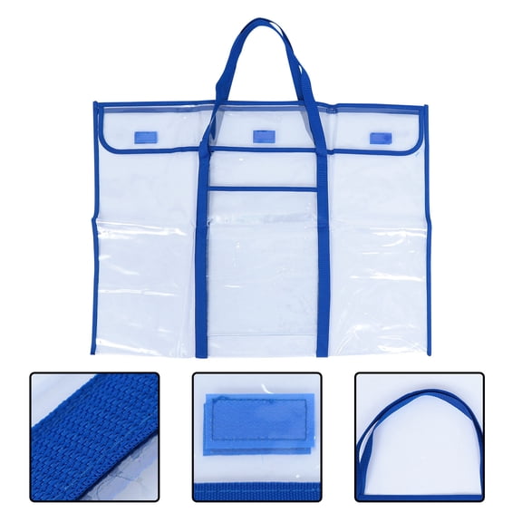 STRANDCHIC Large Clear Art Portfolio Storage Bag for Organizing Posters and Classroom Projects Blue PVC Cloth