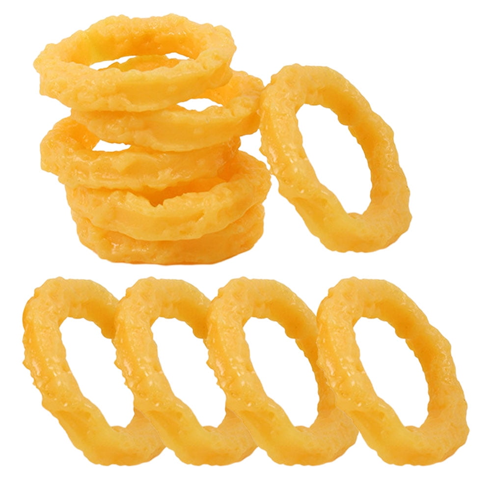 STRANDCHIC Lifelike Squid Rings 10Pcs Yellow PVC Food Model For Home And Bakery Decoration ...