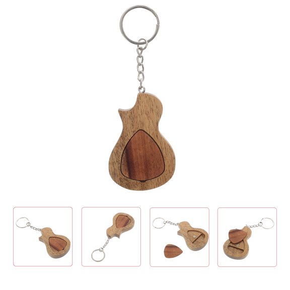 STRANDCHIC Light Brown Guitar Pick Keychain Unique Design Synthetic Material Guitar Accessory 1 Set