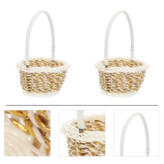 STRANDCHIC 4Pcs Handmade Light Brown Woven Storage Baskets Portable Decorative Hand Baskets for Indoor Use