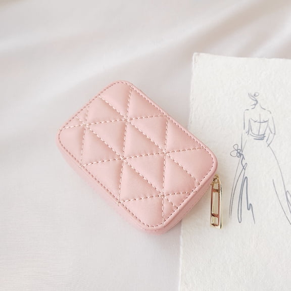 STRANDCHIC Compact Pink Cattlehide Lip Gloss Storage Bag for Travel Use