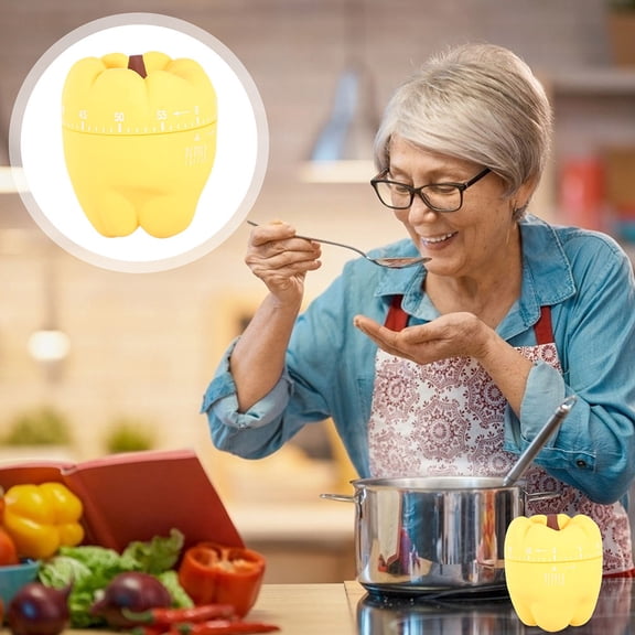 STRANDCHIC Mechanical Kitchen Cooking Timer Device Yellow Color for Baking Frying and Time Management