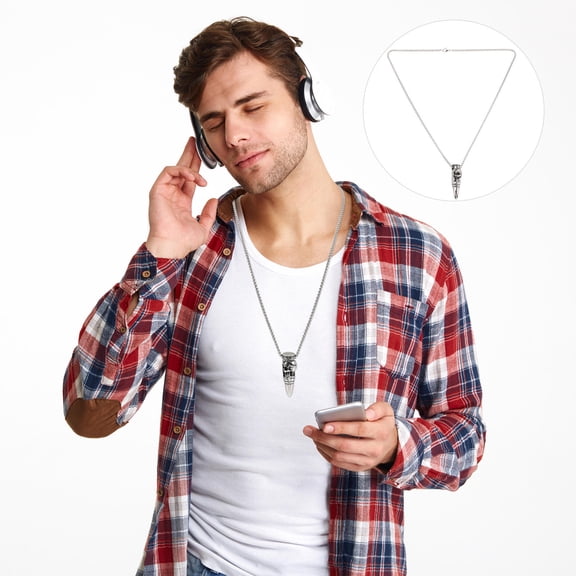 STRANDCHIC Mens Choker Necklace Skull Shape Titanium Steel 1Pack Fashion Design Special Events