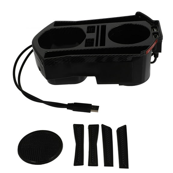 STRANDCHIC Black Center Console Storage Box with USB Port for Car Small Items