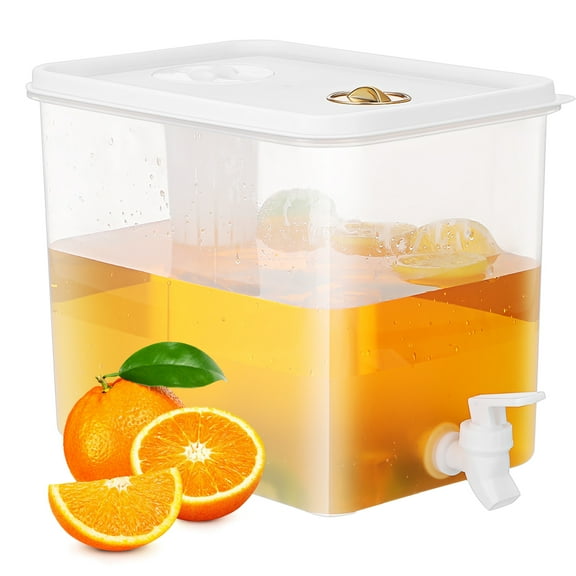 STRANDCHIC White Refrigerator Juice Pitcher with Spigot Plastic Gallon Drink Dispenser for Gathering