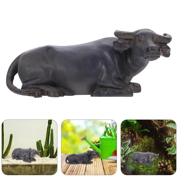 STRANDCHIC Mini Farm Ornament Micro Landscape Adornment Grey Synthetic Resin Calf Model Desktop Decoration for Decoration