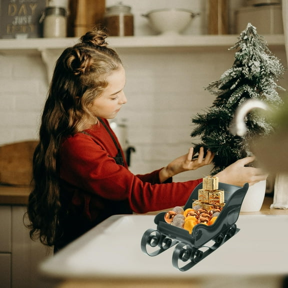 STRANDCHIC Dark Green Holiday Sleigh Figurine Christmas Decoration Ornament 1 Piece for Festive Home Decor