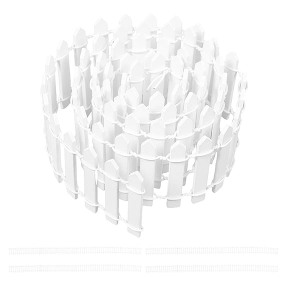 STRANDCHIC 5-Piece White Mini Garden Fence Set, Plastic Picket Decorative Edging for Outdoor Yard and Landscaping