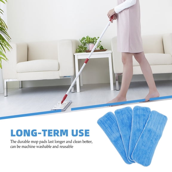 STRANDCHIC 4Pcs Reusable Mop Replacement Pads for Tile Marble and Hardwood Floor Cleaning
