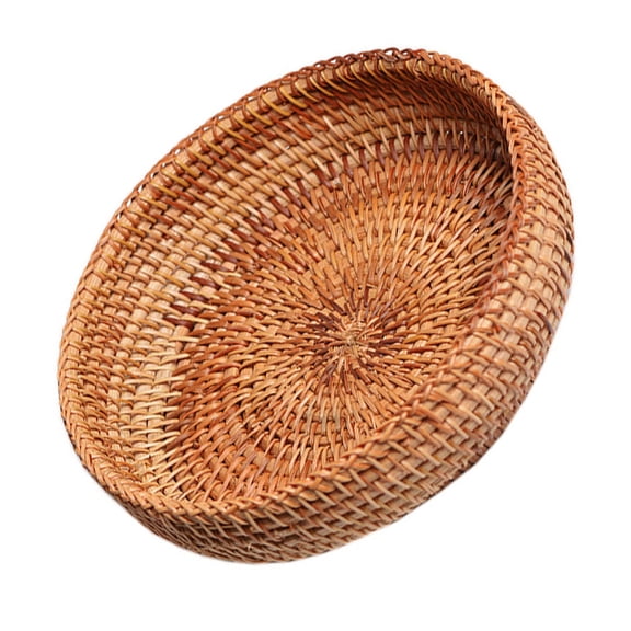 STRANDCHIC Brown Plastic Woven Storage Basket for Home, Multi-Purpose Kitchen Organizer and Fruit Display Container