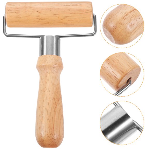 STRANDCHIC Khaki Wooden Dough Roller Pin Ideal for Baking Pizza Pasta and Cooking