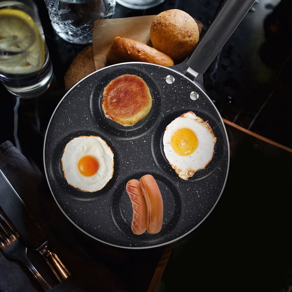 STRANDCHIC Premium Black Multi Function Egg Pan with Non Stick Coating and Easy Clean Design