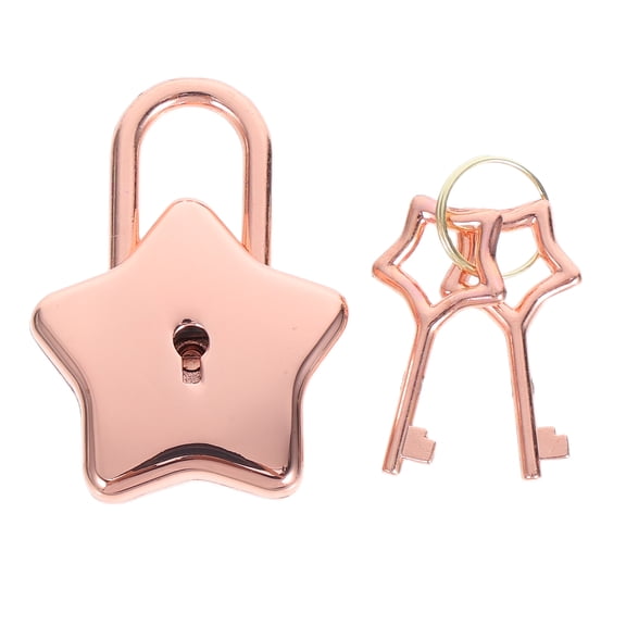 STRANDCHIC Rose Gold Star Shaped Metal Padlock with Key for Notebook DIY Lock Accessory