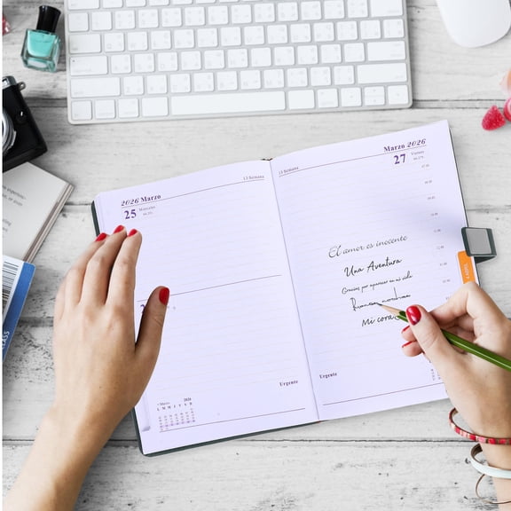 STRANDCHIC 2026 Olive Green Life Planner with Portable Design and Stylish PU Cover for Scheduling and Notes