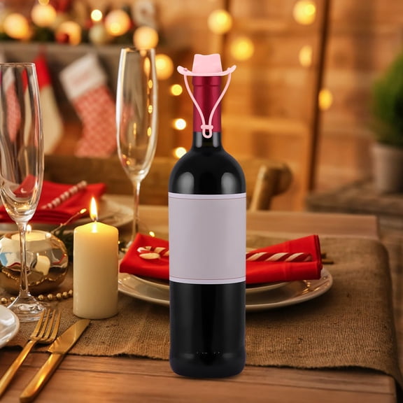 STRANDCHIC Cowboy Hat Shaped Silicone Bottle Stopper Pink Airtight Seal for Wine Bottles