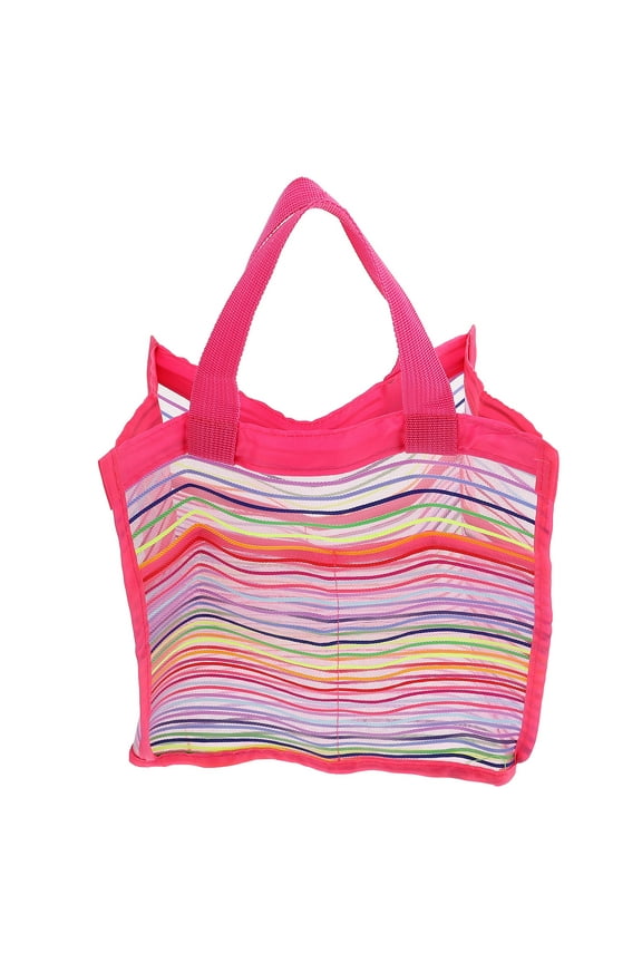 Portable Rosy Oxford Cloth Beach Bag with Mesh Design for Shower Supplies Storage