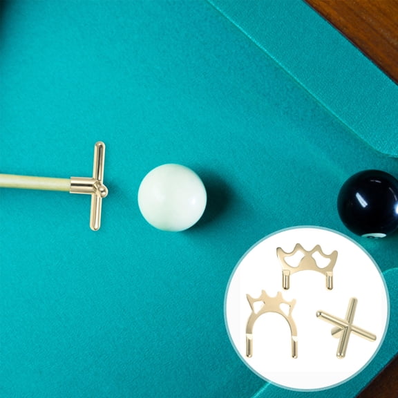 STRANDCHIC Portable Snooker Bridge Rustproof ZincAluminium Alloy Pool Accessory for Storage Golden Finish 3Pcs