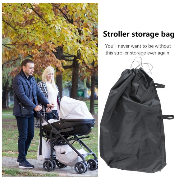 STRANDCHIC Folding Stroller Travel Bag for Parents Storage 1Set Oxford Cloth Black