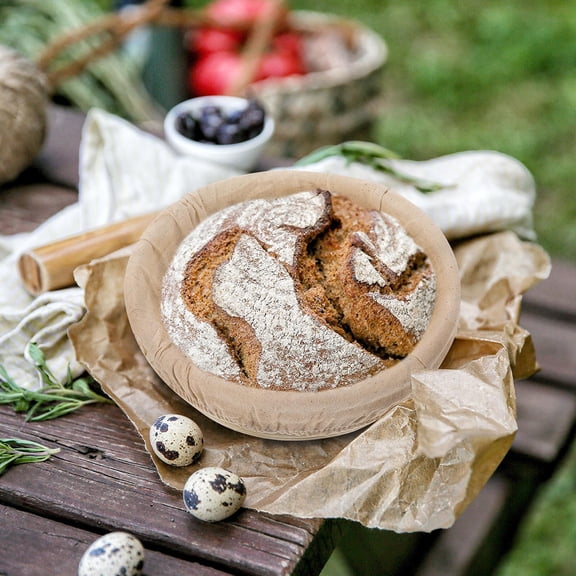 STRANDCHIC Beige Rattan Bread Proofing Basket for Artisan Bread Baking and Dough Fermentation