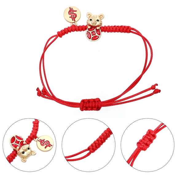 STRANDCHIC Red Cord Bracelet Tiger Year Amulet Wrist Rope for and Decor