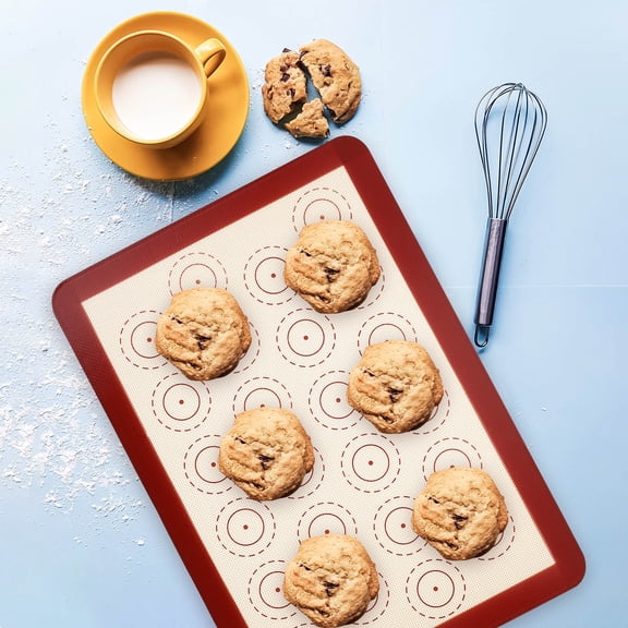 STRANDCHIC Red Silicone Non- Baking Mat for Home Baking, Easy to Clean, 16.5 x 11.6 Inches, and Reusable