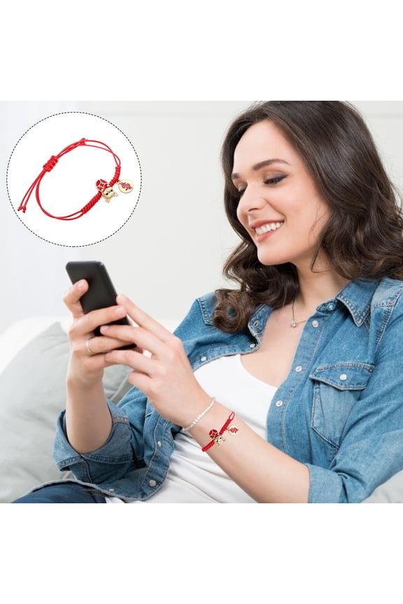 Tiger Year Red Rope Bracelet Red Cord Amulet with Adjustable Knot for Protective Energy