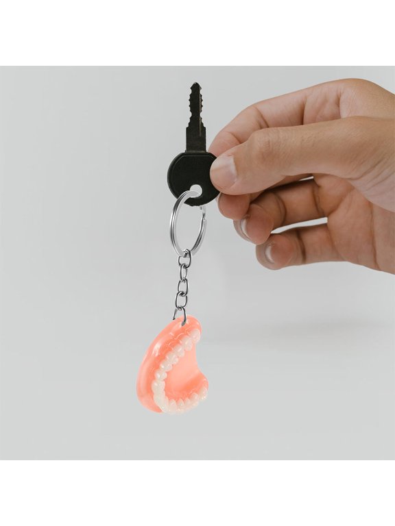 Resin Tooth Key, 2-Piece Novelty Key Decor for Bags, Cars and Handbags