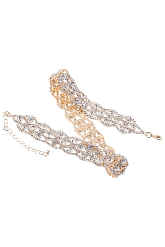 Chic Rhinestone Collar Neck Jewelry Golden Clavicle Chain for Special Occasions