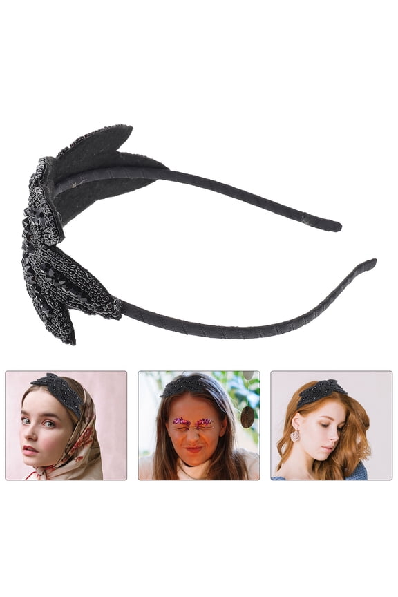 Elegant Black Rhinestone Hairband Chic Bohemian Style Headband for Wedding Party Decoration