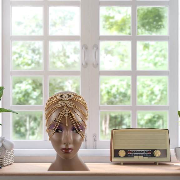 STRANDCHIC Forehead Jewelry Set Rhinestone Alloy Golden Headpiece Elegant Festival Accessory