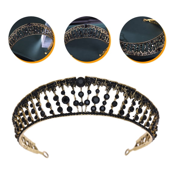 STRANDCHIC Zinc Alloy Rhinestone Crown Black for Special Occasion Decor