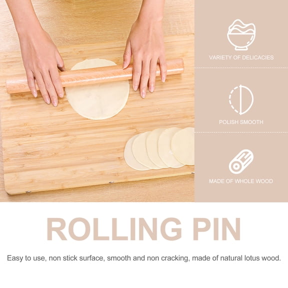 STRANDCHIC Light Brown Chinese Dumpling Rolling Pin for Noodles Bread and Dumplings