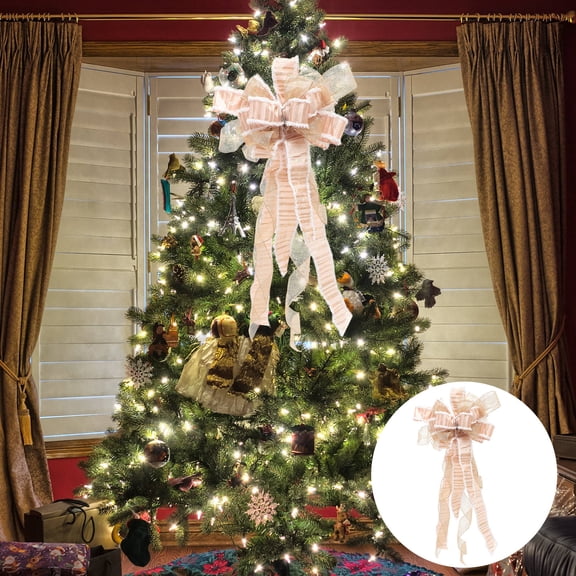STRANDCHIC Rose Plated Gold Christmas Treetop Bowknot, Decorative DIY Ornament