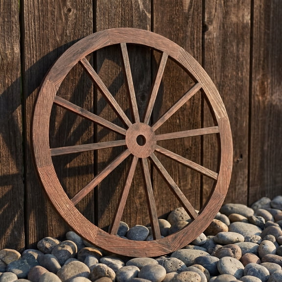 STRANDCHIC Western Style Wooden Wagon Wheel Wall Decor for Living Room, Rustic Farmhouse 1-Pack