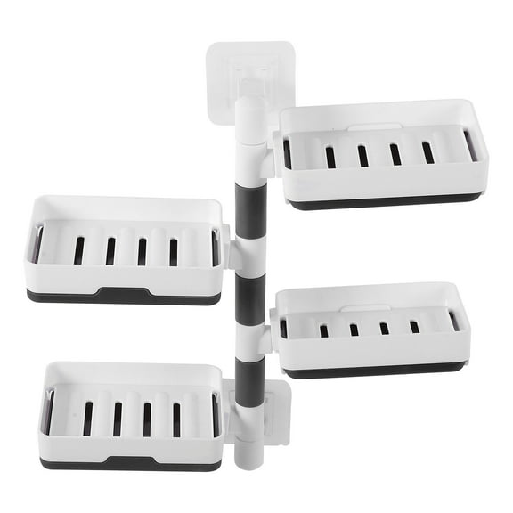 STRANDCHIC White PP Rotating Layers Soap Holder Bathroom Shelf Accessories 1Pack