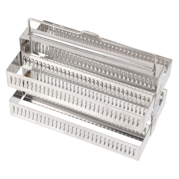 STRANDCHIC Stainless Steel Glass Slides Holder 60-Position Rack for Laboratory and Microscope Storage