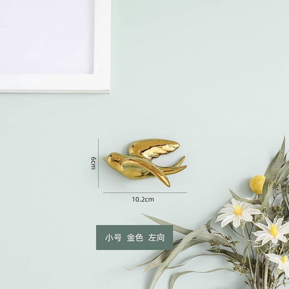 STRANDCHIC Ceramic Golden Swallows 3D Flying Wall Art for Minimalist Home