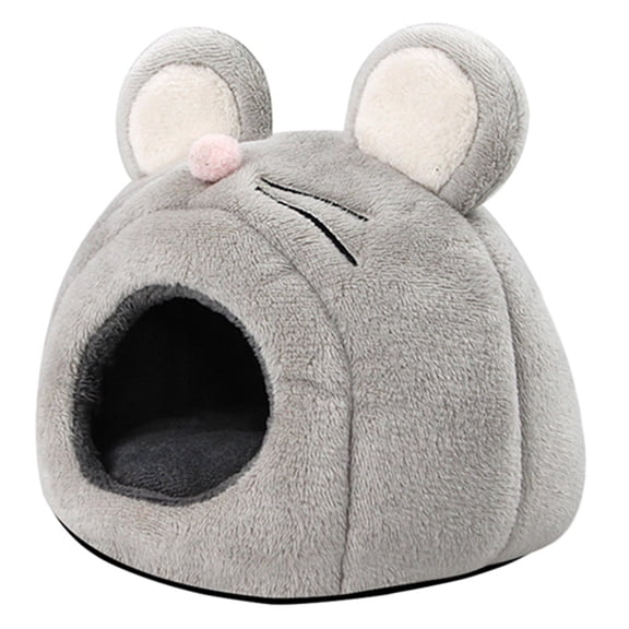 STRANDCHIC Plush Grey Hamster Cave Soft Warm Nest Comfortable Hideout for Small Pet Shelter