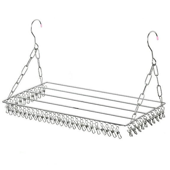 STRANDCHIC Clothes Drying Rack with 52 Pegs, Windproof Clips for Socks, Underwear, Lingerie, Sheets, Small Garments, and More