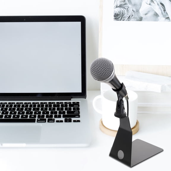 STRANDCHIC Black Desktop Microphone Stand with Hollow Design and Adjustable Triangle Shock Mount
