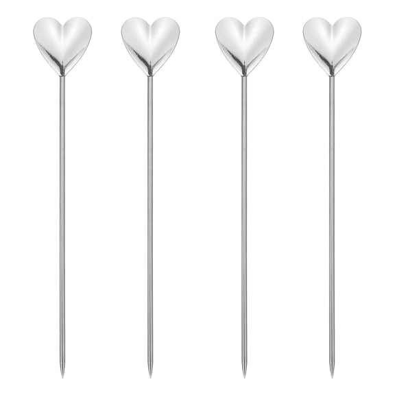 STRANDCHIC Stainless Steel Fruit Forks Set of 4 Heart-Shaped Design for Home Kitchen Dining Use