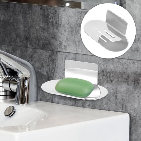 STRANDCHIC 1Pc Stainless Steel Soap Holder Nail Free Installation Bathroom Storage Rack