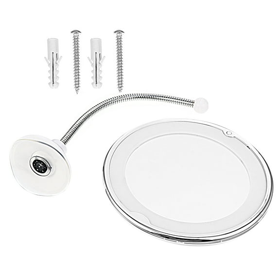 STRANDCHIC Suction Shower Mirror with LED Lighting Round Plastic White 1Pack for Bathroom Use