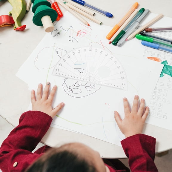 STRANDCHIC Transparent Plastic Protractor 180 Degrees for Math Lesson and Angle Measurement