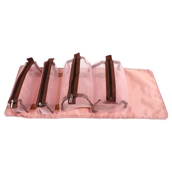 STRANDCHIC Travel Organizer Roll Up Makeup Bag Pink Nylon Makeup Storage 1Pcs