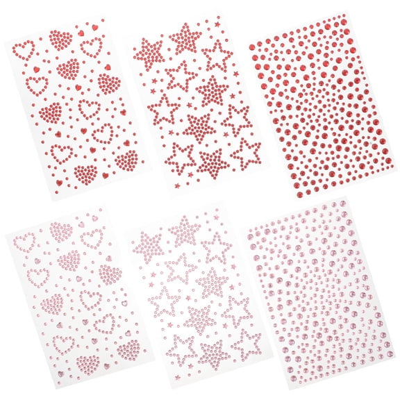STRANDCHIC Rhinestone Beauty Stickers Assorted Colors Resin Self-Adhesive for Decor 6Sheets
