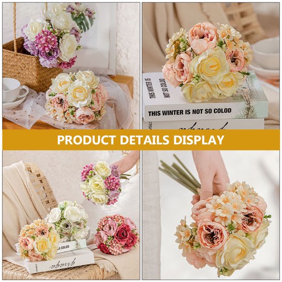 STRANDCHIC Wedding Bouquet Prop Yellow Artificial Flower Decor for Practical and Portable Use