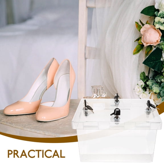 STRANDCHIC Clear Wedding Reception Card Box with Lock and Key for Cards and Money